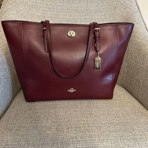 Coach Deep Red Leather Tote